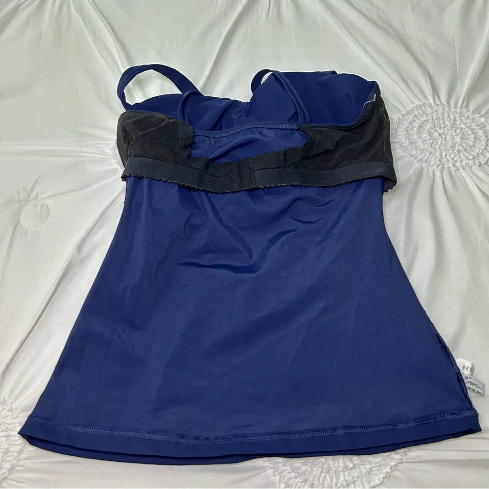 NWT Profile By Gottex Tutti Fruitti Blue Tankini Top Underwire Bra 36D